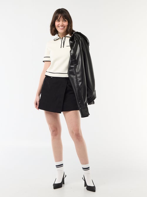 Falda pantalón corta con cinturón - Kiabi