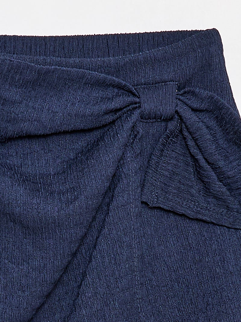 Falda pantalón corta de punto ligero lisa Azul marino - Kiabi