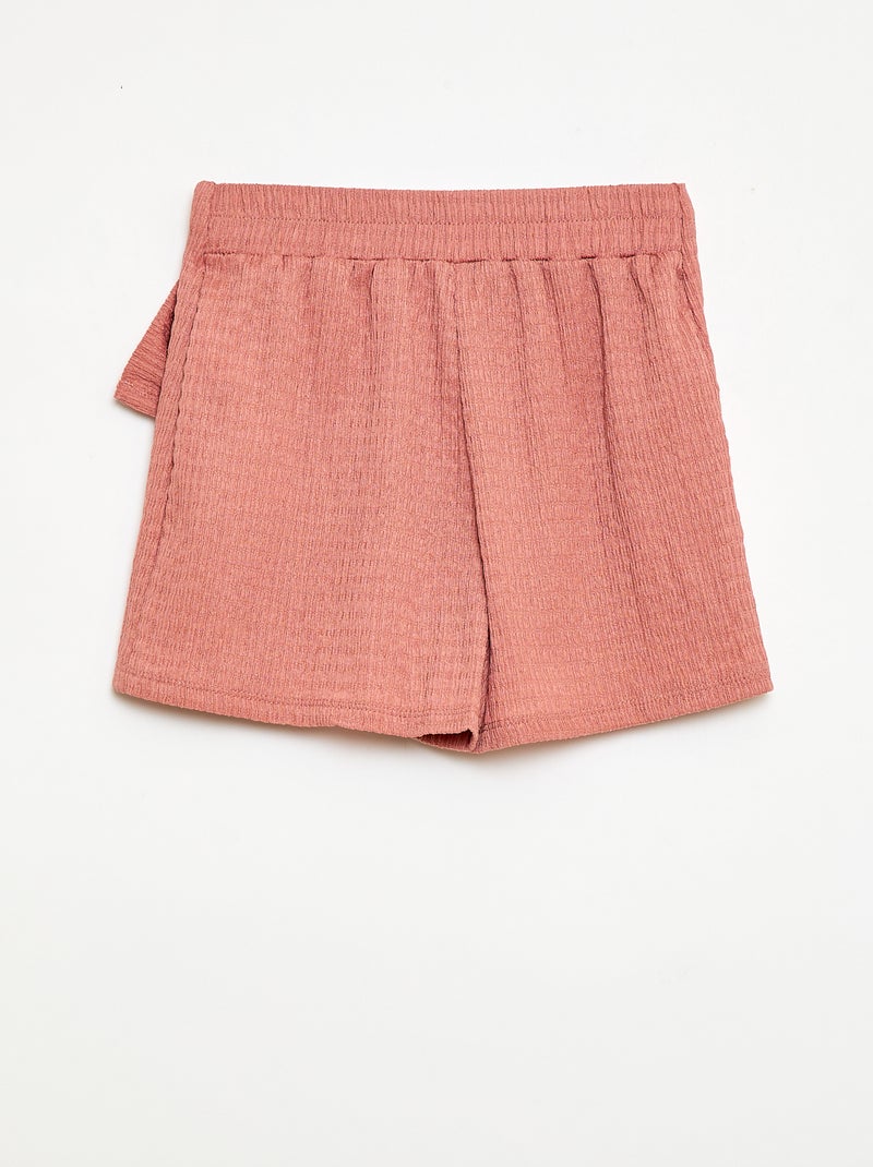 Falda pantalón corta de punto ligero lisa Rosa empolvado - Kiabi