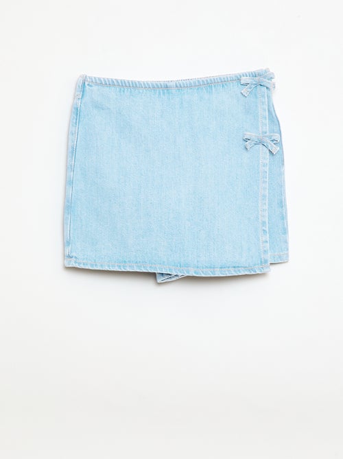 Falda pantalón corta vaquera con nudos - Kiabi