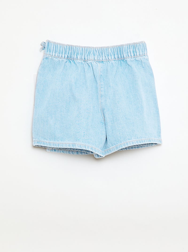 Falda pantalón corta vaquera con nudos Azul - Kiabi