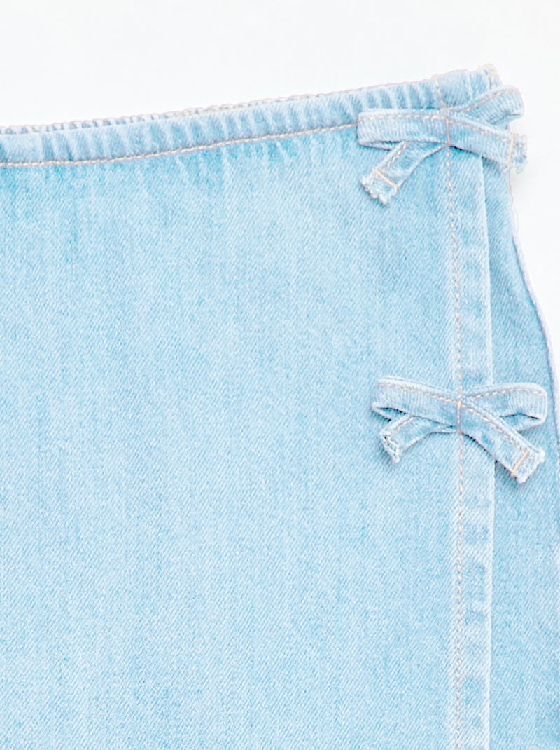 Falda pantalón corta vaquera con nudos Azul - Kiabi
