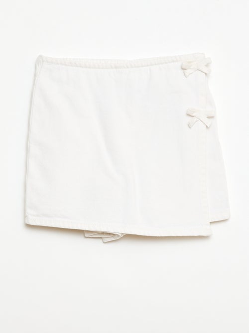 Falda pantalón corta vaquera con nudos - Kiabi