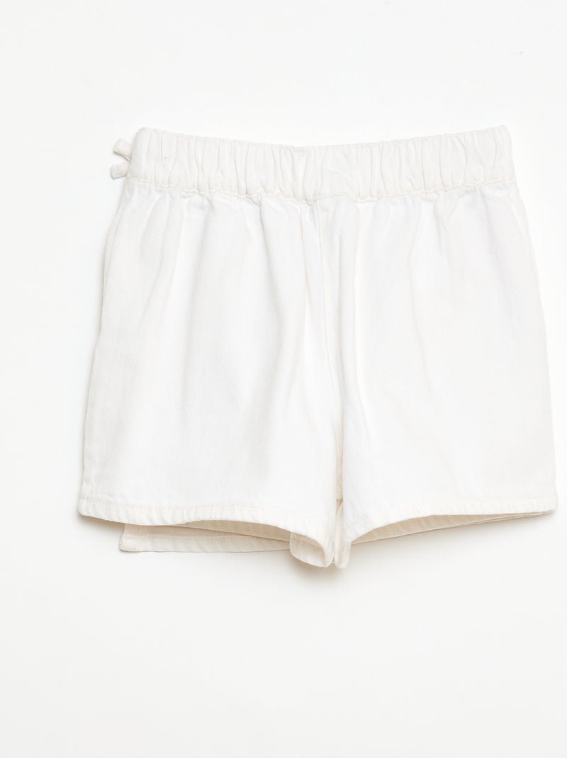Falda pantalón corta vaquera con nudos Blanco - Kiabi
