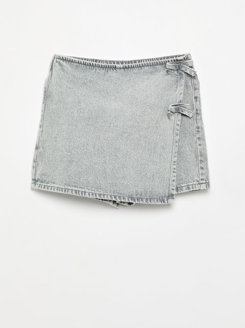 Falda pantalón corta vaquera con nudos - Kiabi Falda pantalón corta vaquera con nudos - Kiabi
