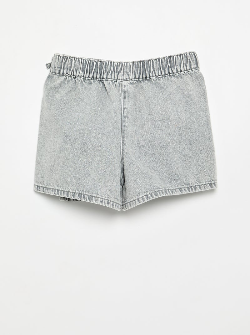 Falda pantalón corta vaquera con nudos Gris - Kiabi