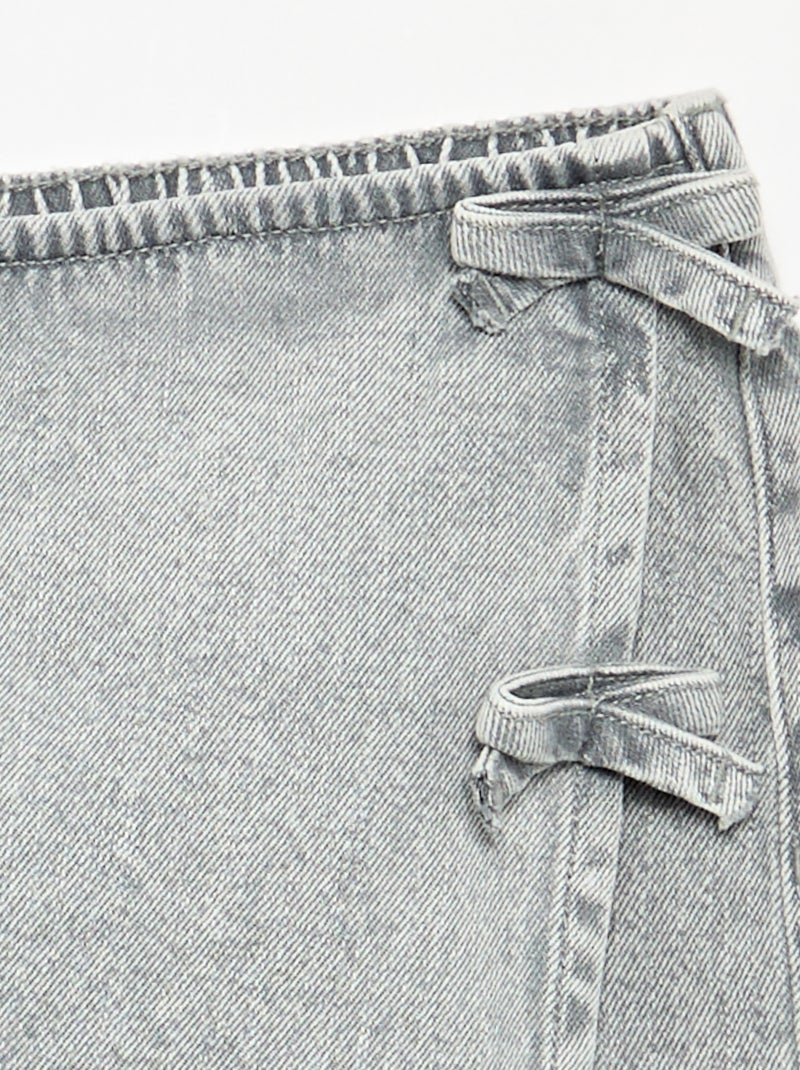 Falda pantalón corta vaquera con nudos Gris - Kiabi
