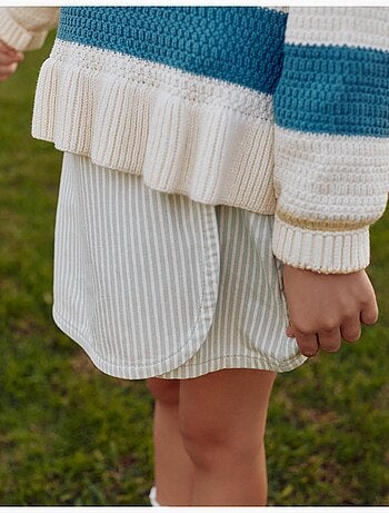 Falda-pantalón de algodón a rayas con nudo