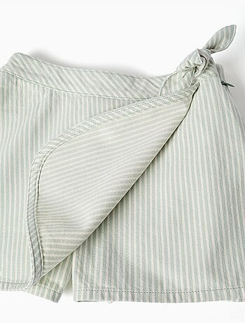 Falda-pantalón de algodón a rayas con nudo