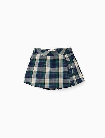Falda pantalón de algodón con estampado a cuadros b&s