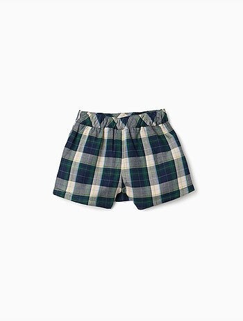 Falda pantalón de algodón con estampado a cuadros b&s