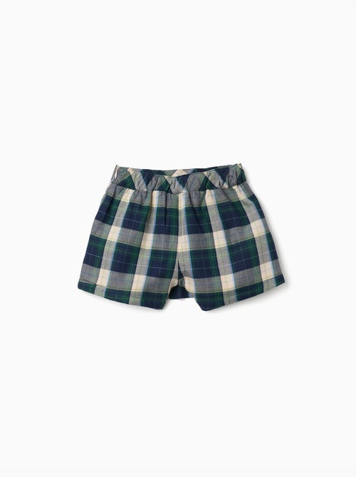 Falda pantalón de algodón con estampado a cuadros b&s - Kiabi Falda pantalón de algodón con estampado a cuadros b&s - Kiabi