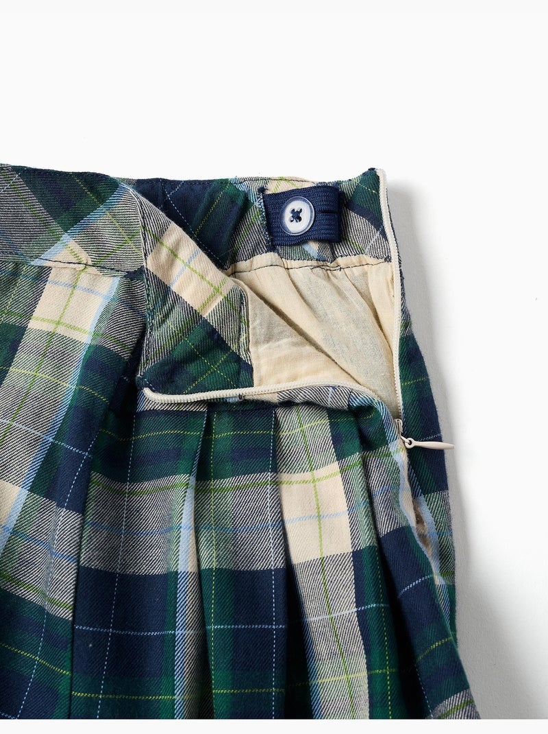 Falda pantalón de algodón con estampado a cuadros b&s Azul oscuro - Kiabi