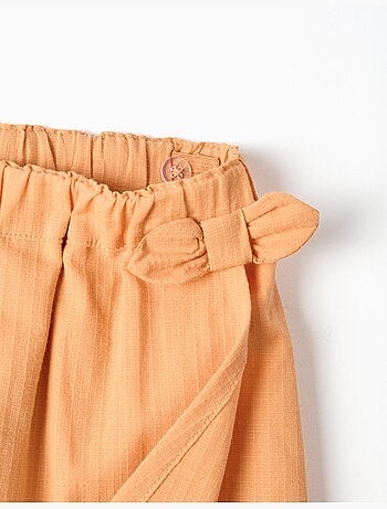 Falda pantalón de algodón con lazo decorativo