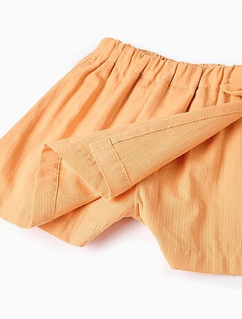 Falda pantalón de algodón con lazo decorativo