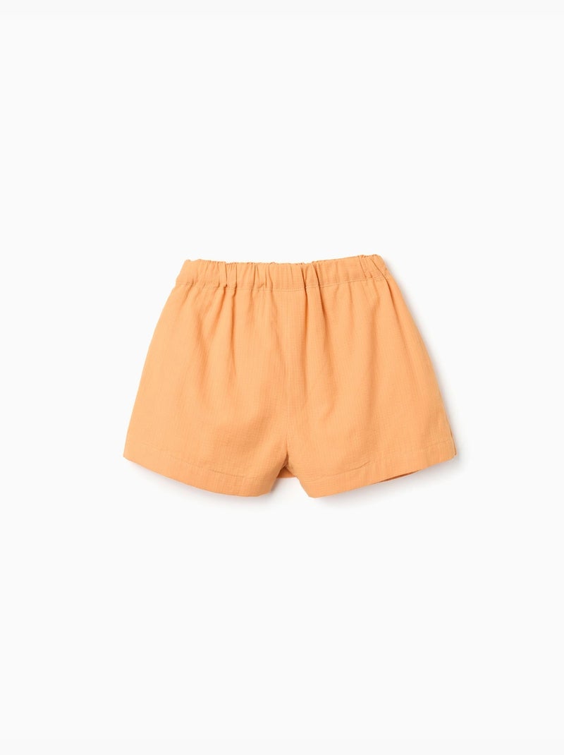 Falda pantalón de algodón con lazo decorativo Amarillo oscuro - Kiabi