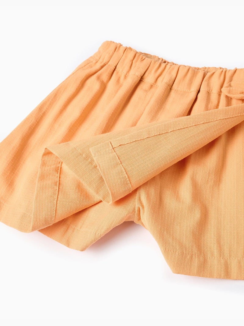 Falda pantalón de algodón con lazo decorativo Amarillo oscuro - Kiabi