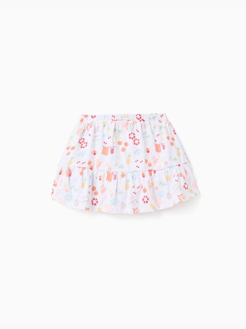 Falda-pantalón de algodón con motivo de playa y cintura elástica - Kiabi