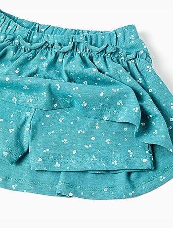 Falda pantalón de algodón con motivo floral