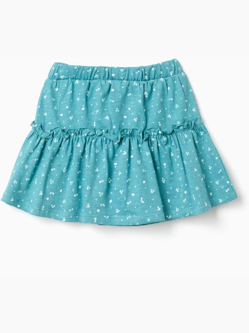 Falda pantalón de algodón con motivo floral - Kiabi