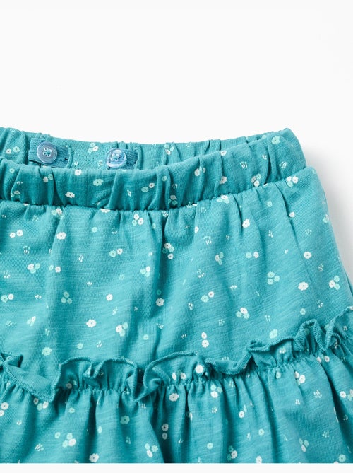Falda pantalón de algodón con motivo floral - Kiabi