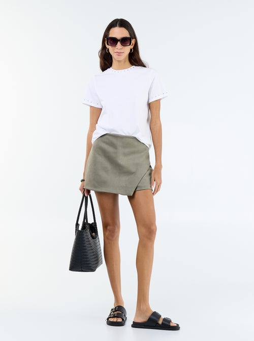 Falda pantalón de antelina - Kiabi
