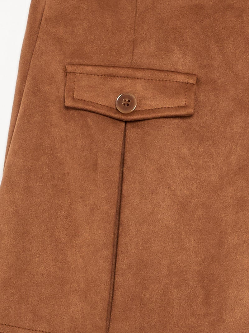 Falda-pantalón de antelina Marron - Kiabi
