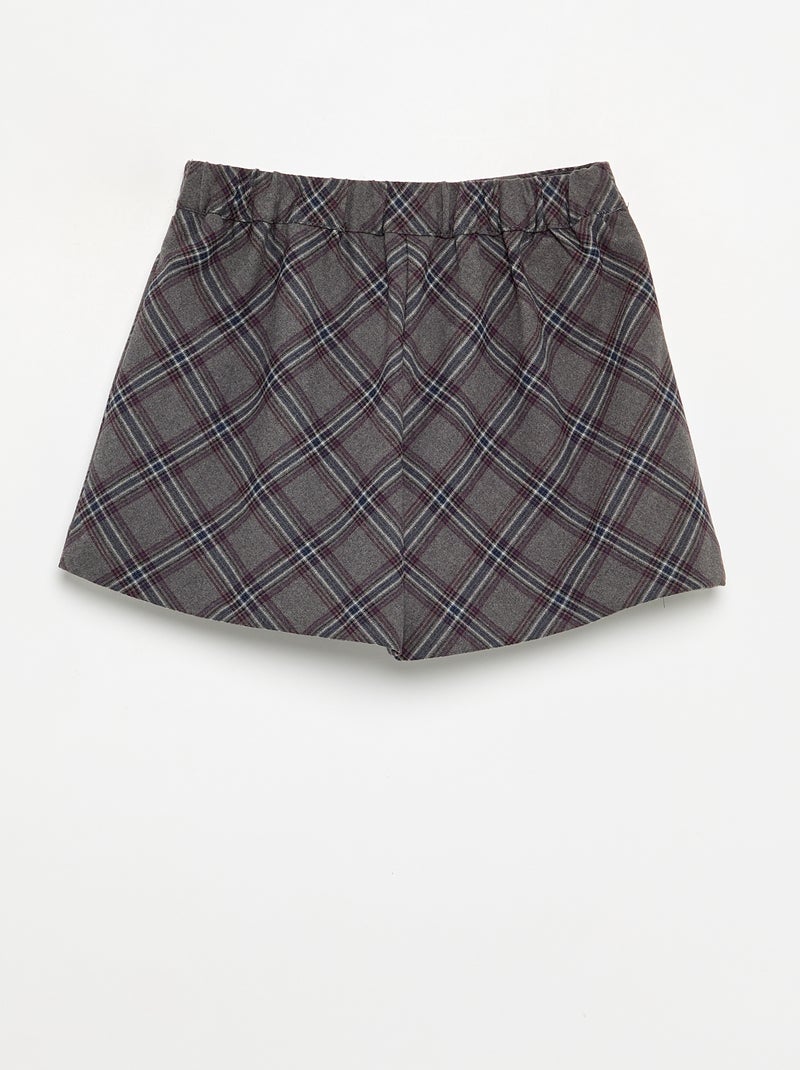 Falda pantalón de cuadros Gris - Kiabi