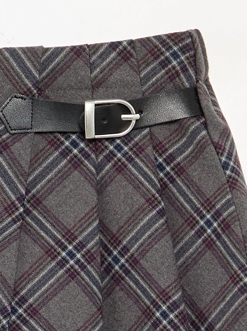 Falda pantalón de cuadros Gris - Kiabi