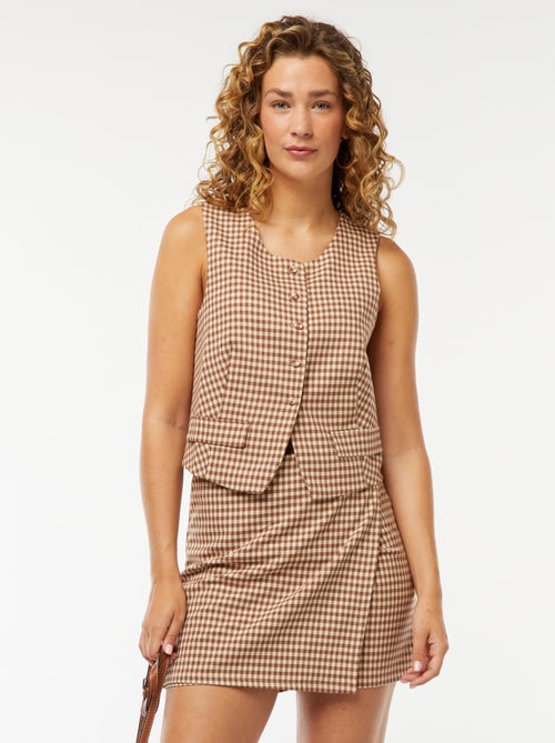 Falda pantalón de cuadros vichy - Kiabi
