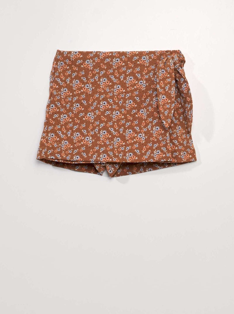 Falda pantalón de flores MARRON - Kiabi