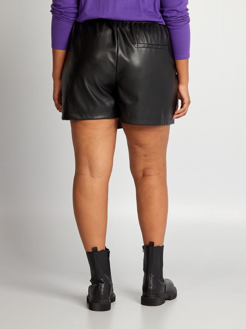 Falda pantalón de material sintético con cintura elástica negro - Kiabi