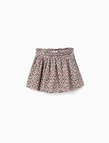 Falda pantalón de pana con estampado floral