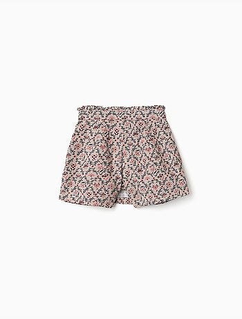 Falda pantalón de pana con estampado floral