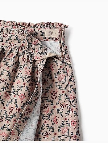 Falda pantalón de pana con estampado floral