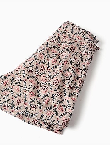Falda pantalón de pana con estampado floral