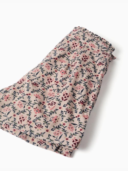 Falda pantalón de pana con estampado floral - Kiabi Falda pantalón de pana con estampado floral - Kiabi