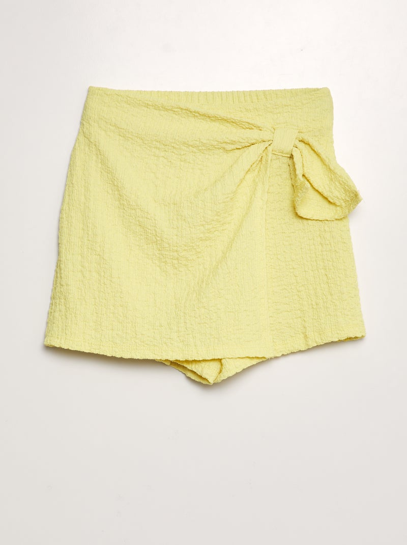 Falda pantalón de punto gofrado amarillo - Kiabi