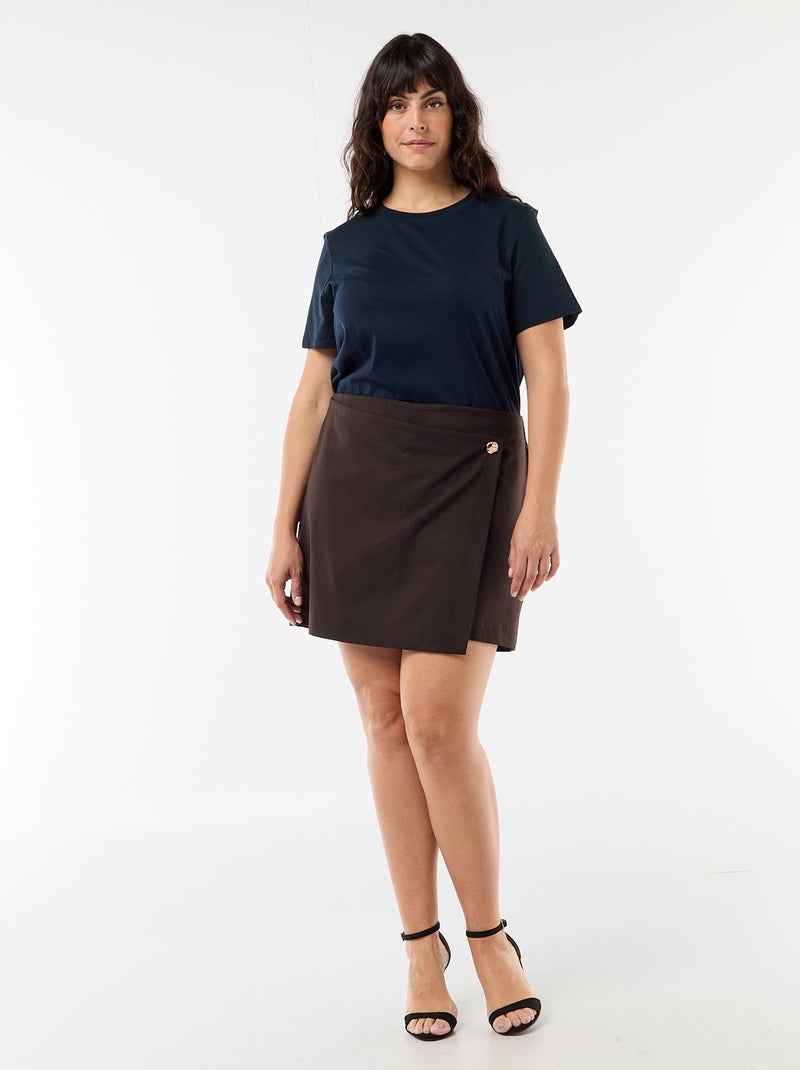 Falda pantalón de rayas finas Marron - Kiabi