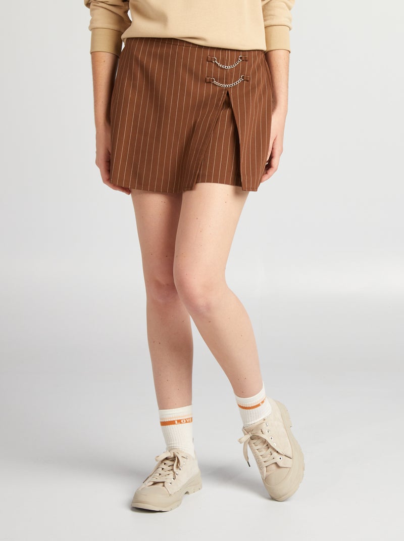 Falda pantalón de rayas MARRON - Kiabi