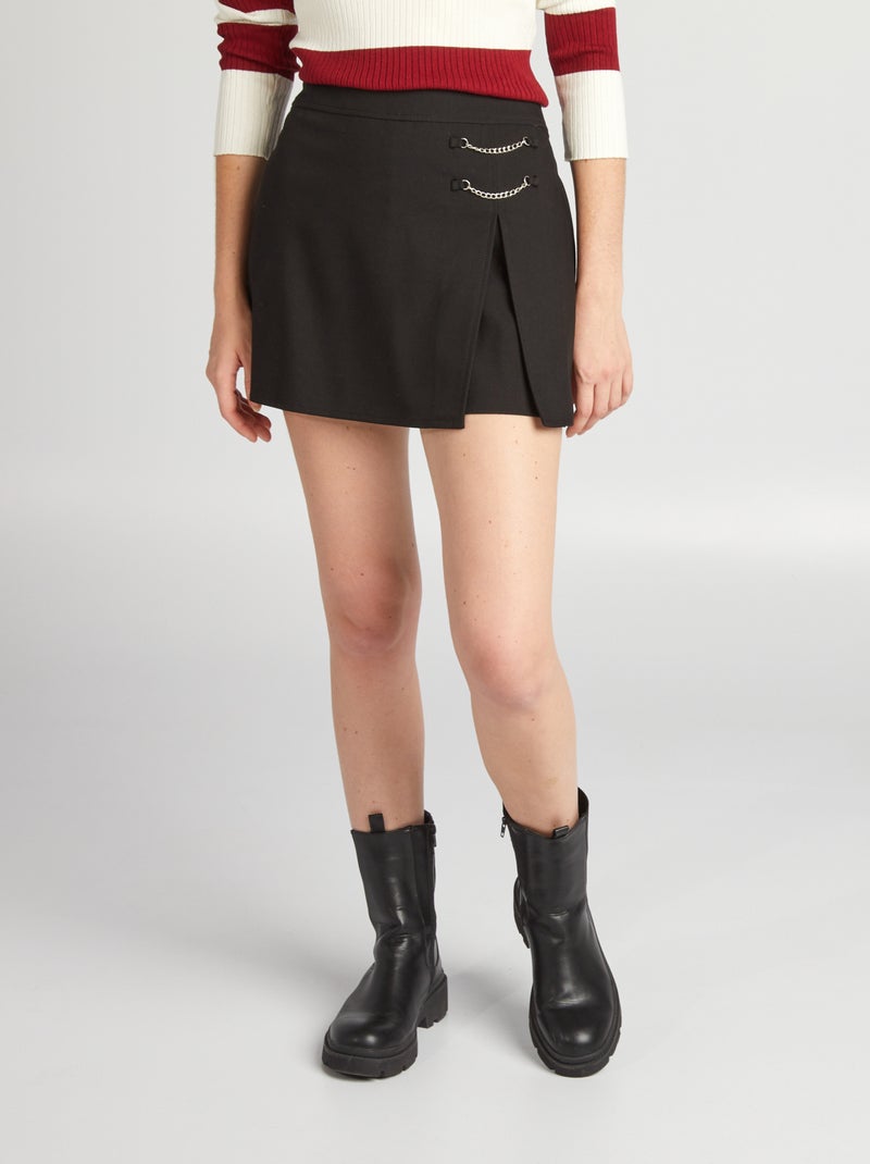 Falda pantalón de rayas Negro - Kiabi