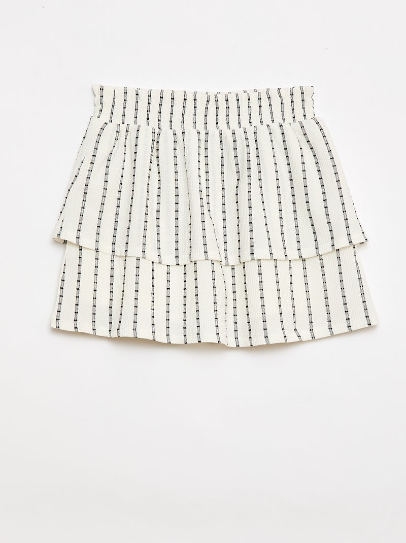 Falda pantalón de rayas verticales finas Blanco - Kiabi