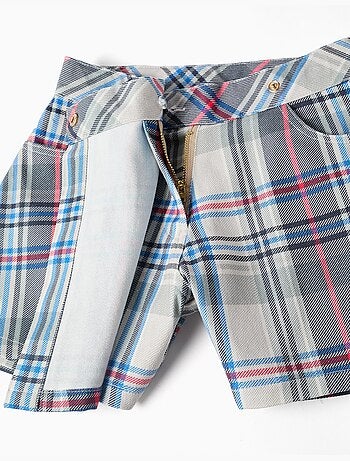 Falda pantalón de sarga con estampado de cuadros