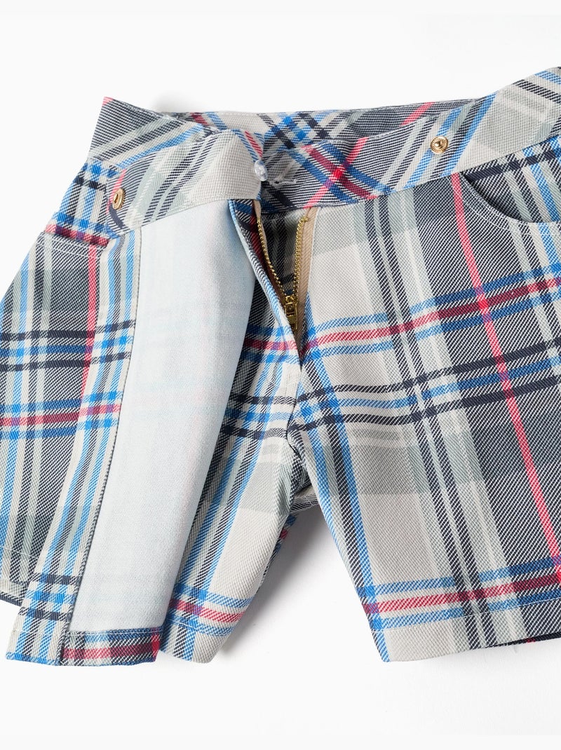 Falda pantalón de sarga con estampado de cuadros Azul Azul - Kiabi