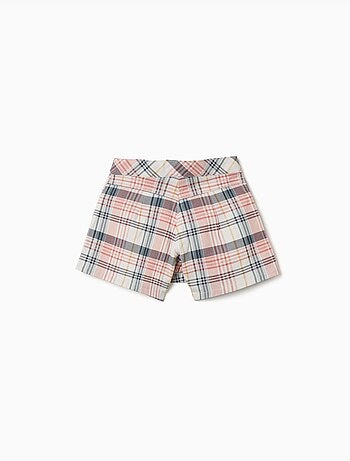 Falda pantalón de sarga con estampado de cuadros