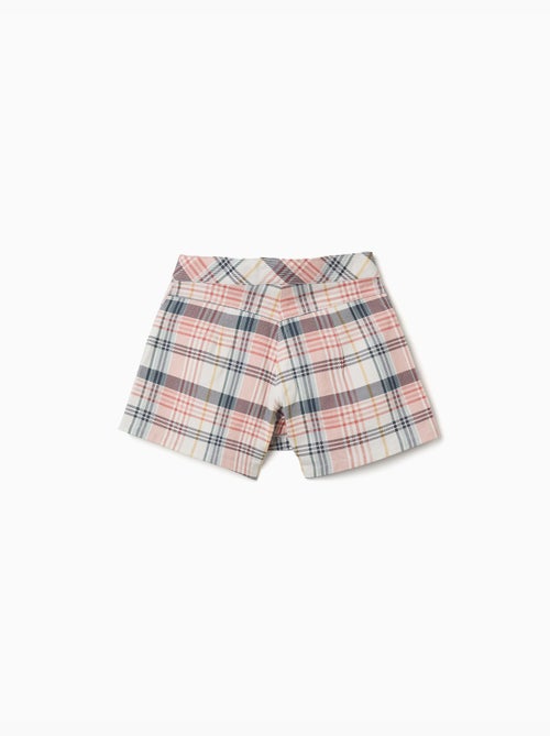 Falda pantalón de sarga con estampado de cuadros - Kiabi