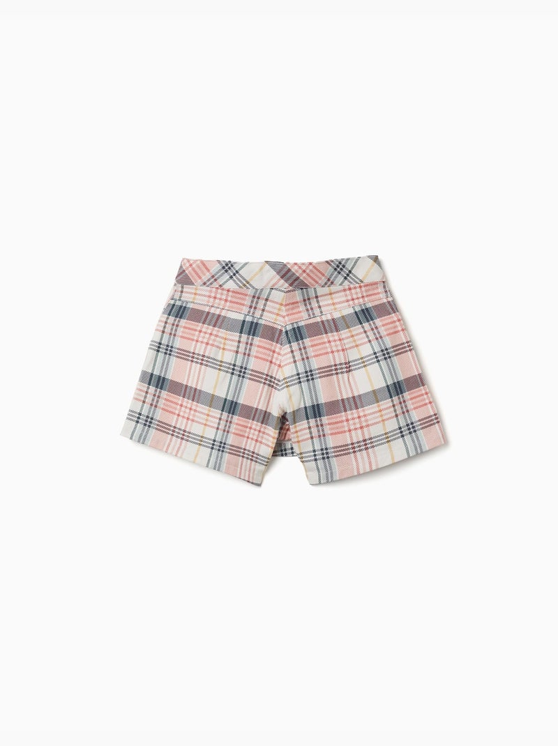 Falda pantalón de sarga con estampado de cuadros Blanco - Kiabi