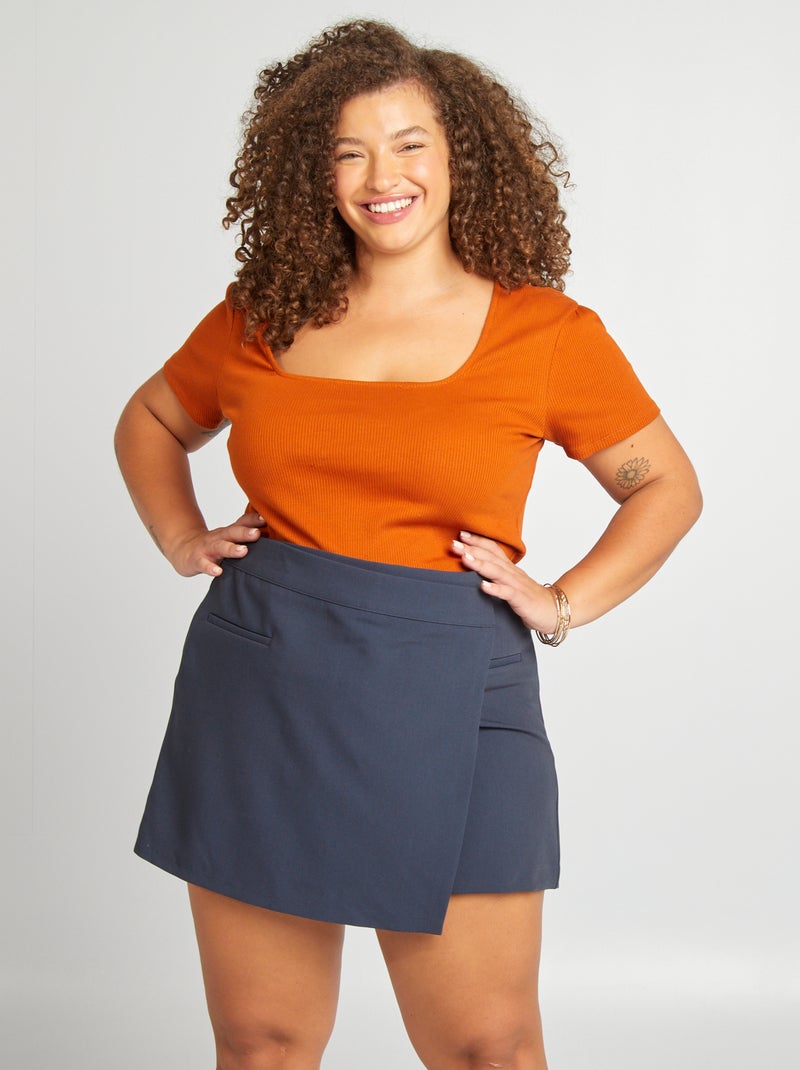 Falda pantalón de tiro alto AZUL - Kiabi