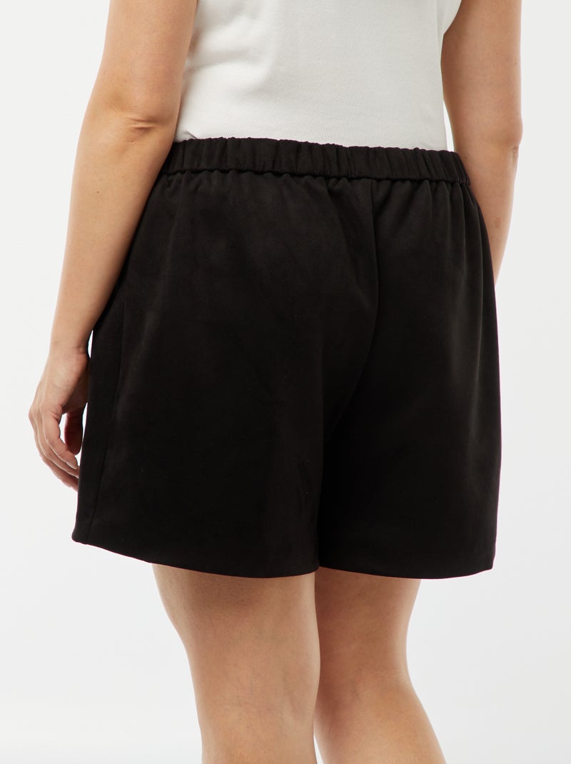 Falda pantalón de tiro alto de antelina negro - Kiabi