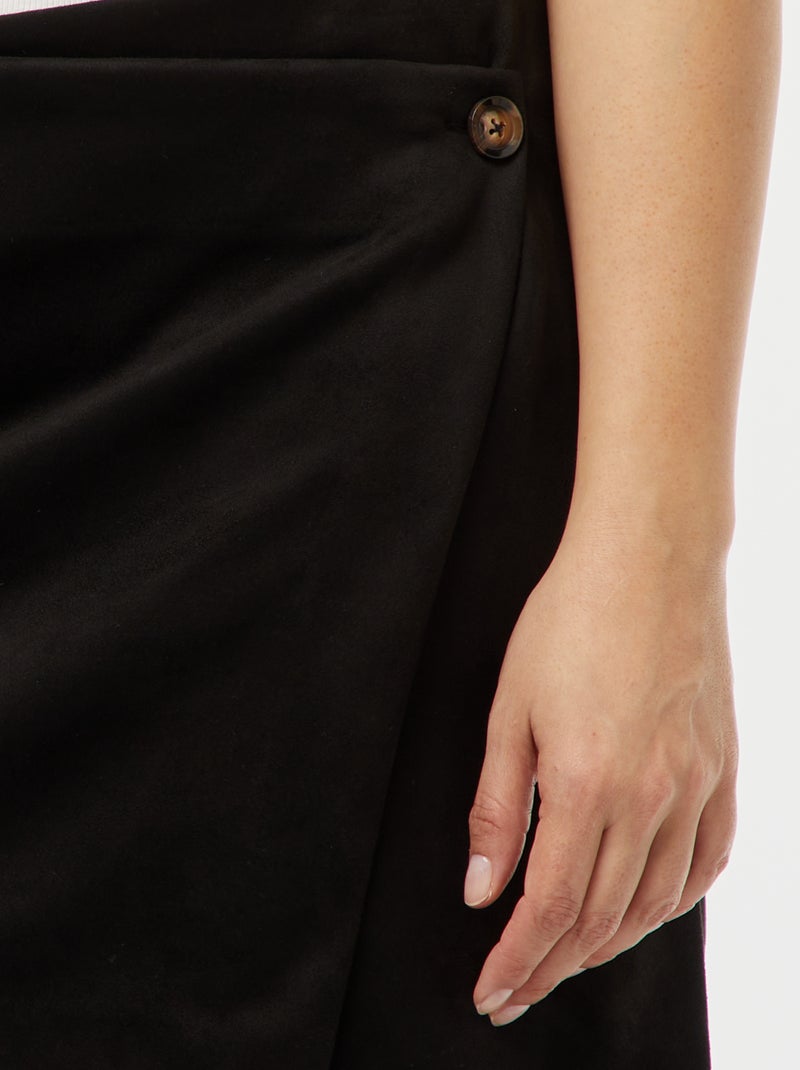 Falda pantalón de tiro alto de antelina negro - Kiabi